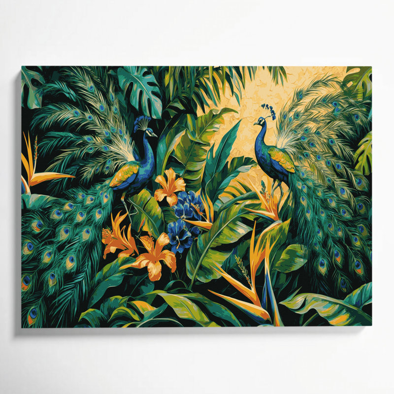 «Hawaiian Paradise Birds», art mural sur toile bleue, H 8 po x l 10 po