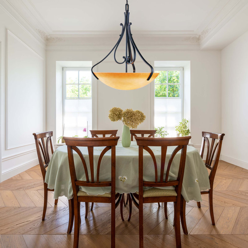 Rainier 4-Light Indoor Foundry Bronze Hanging Single Pendant with Sandstone Glass Bowl
