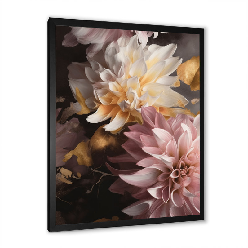 «Dynamic Mums Flowers I», reproduction, Cadre photo noir, H 20 po x l 12 po x P 1 po