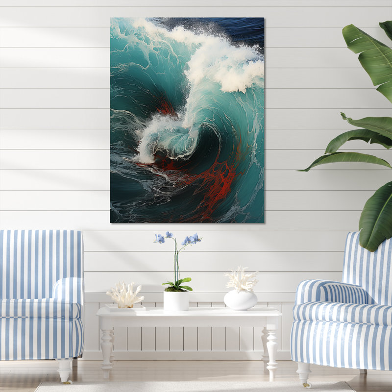 «Red Green Wave», impression sur toile, H 40 po x l 30 po x P 1,5 po, Toile tendue