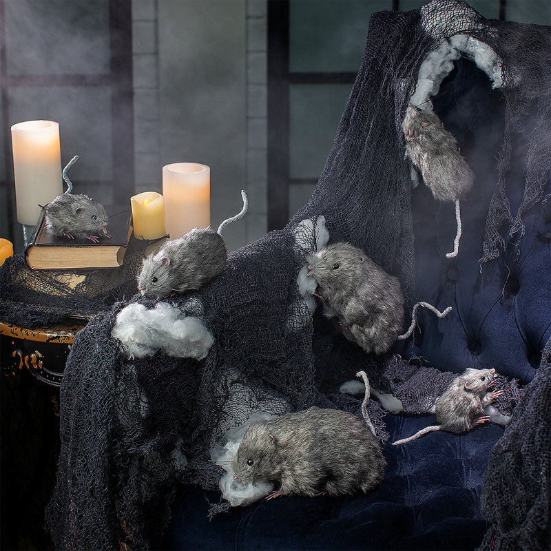 6 pièces décoratives de rat d'Halloween