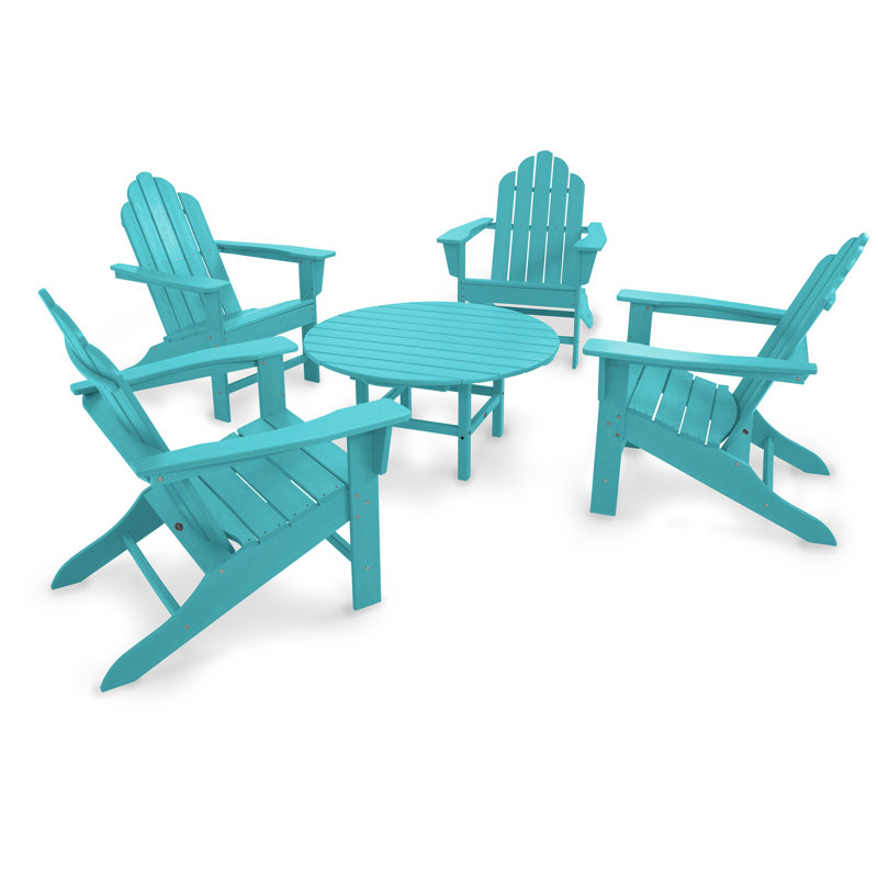 POLYWOOD Long Island Adirondack 5-Piece Conversation Group, Aruba