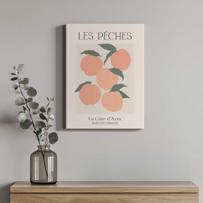 «Les Peches Fruit Market France» par April Lane Print, L 36 x H 48, Wrapped Canvas, Does Not Apply