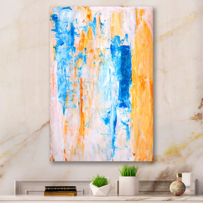 Champs de couleurs dans des tons de bleu sarcelle et d'orange II - peinture sur toile