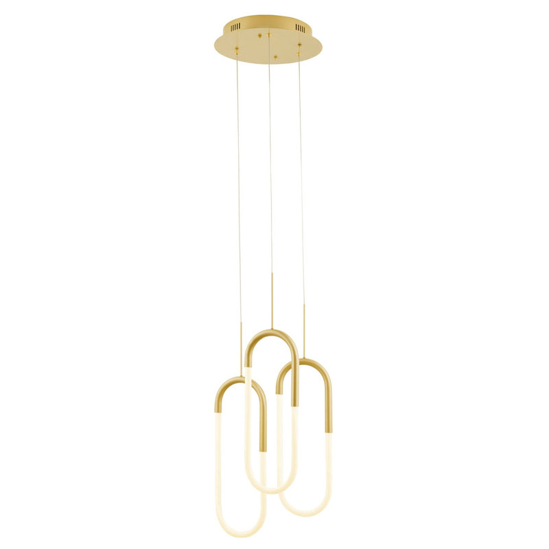 3 - Light Geometric LED Chandelier, Gold