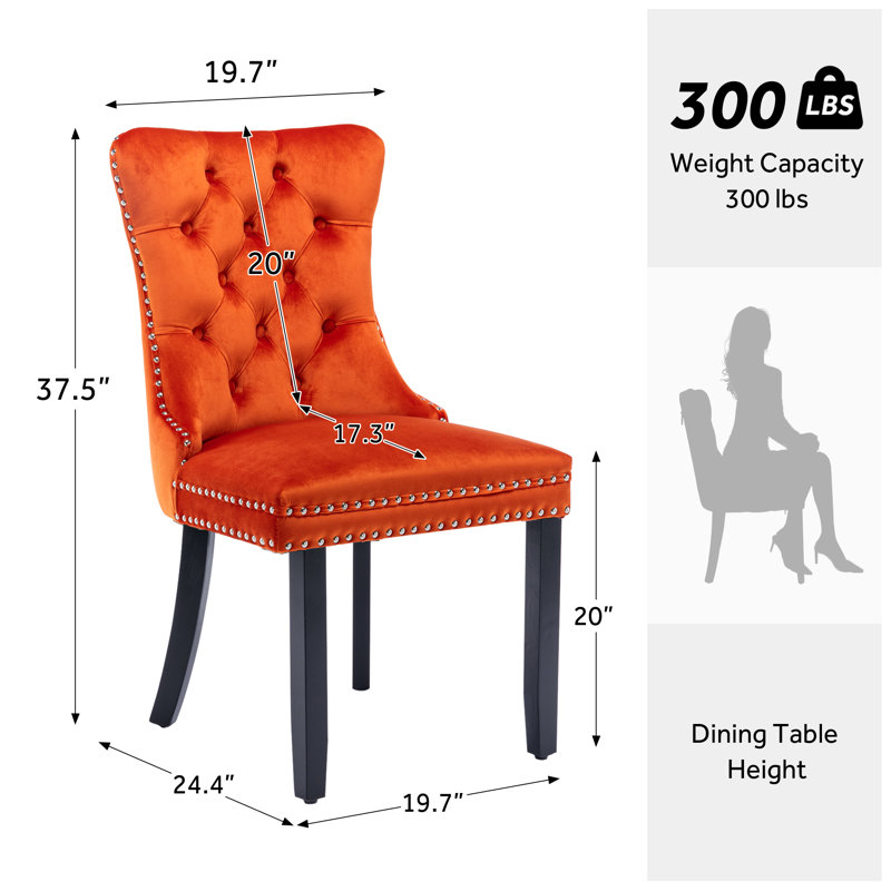Chaise de salle à manger Kenta, Noir, Orange
