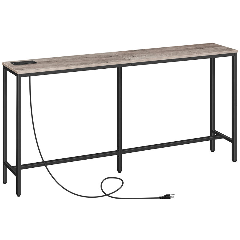 Console avec prise de courant derrière le canapé, table d'entrée étroite, H 31,7 po x l 63 po x P 7,9 po, Gris