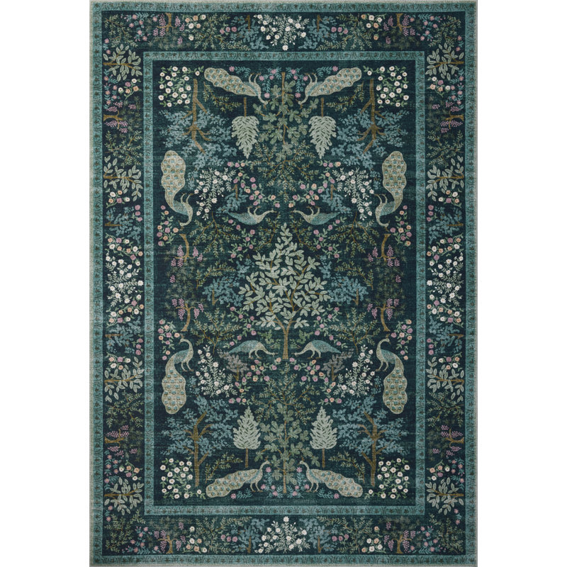 Rifle Paper Co. x Loloi Canopy Teal Area Rug, Rectangle 2'3" x 3'9"