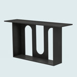 Modern And Curved Design Ash Veneer Console Table With Shelf