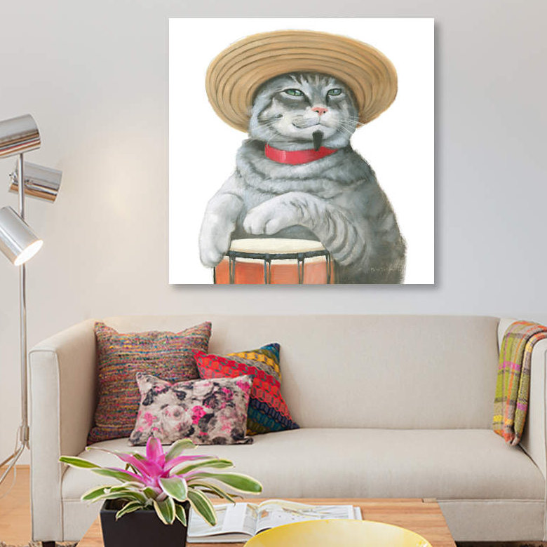 « cattitude ii » par myles sullivan, reproduction d’impression sur toile tendue, H 12 po x l 12 po x P 0,75 po, Toile tendue