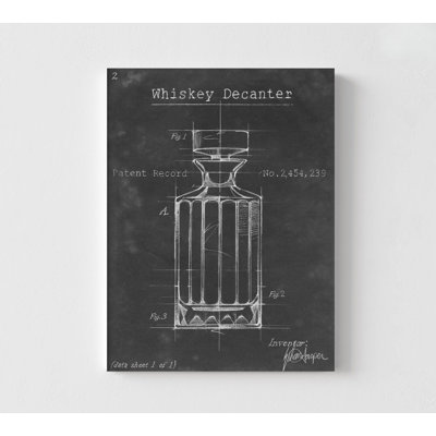 Whiskey Decanter Print, Framed Bar Decoration, Whiskey Poster Print, Chalkboard Wall Decor, Black And White Whiskey Bottle, Framed Wall Art
