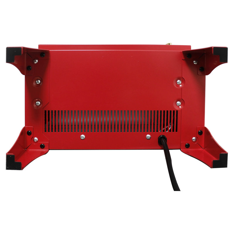 Foyer électrique autoportant de 18 pouces de couleur rouge avec flamme 3D, caractéristiques de haute sécurité, contrôle de la chaleur à deux vitesses, DEL 50 000 heures, vue à trois côtés, facile à déplacer, appareil de chauffage décoratif