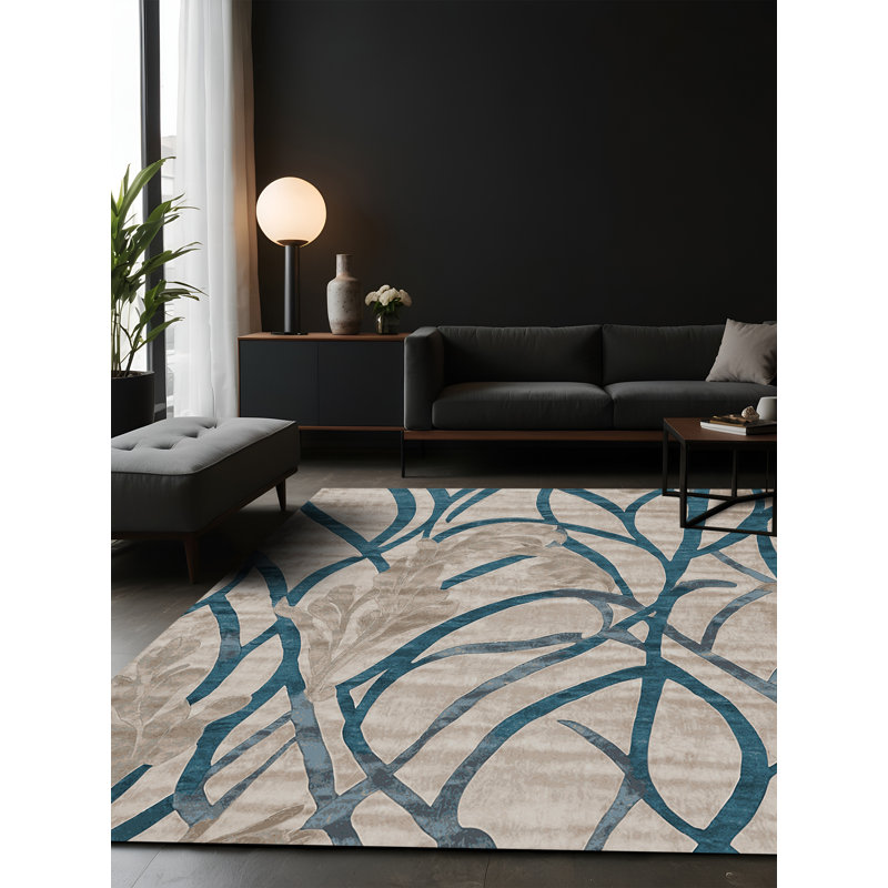 Tapis beige soyeux et moelleux, Carré 3 pi