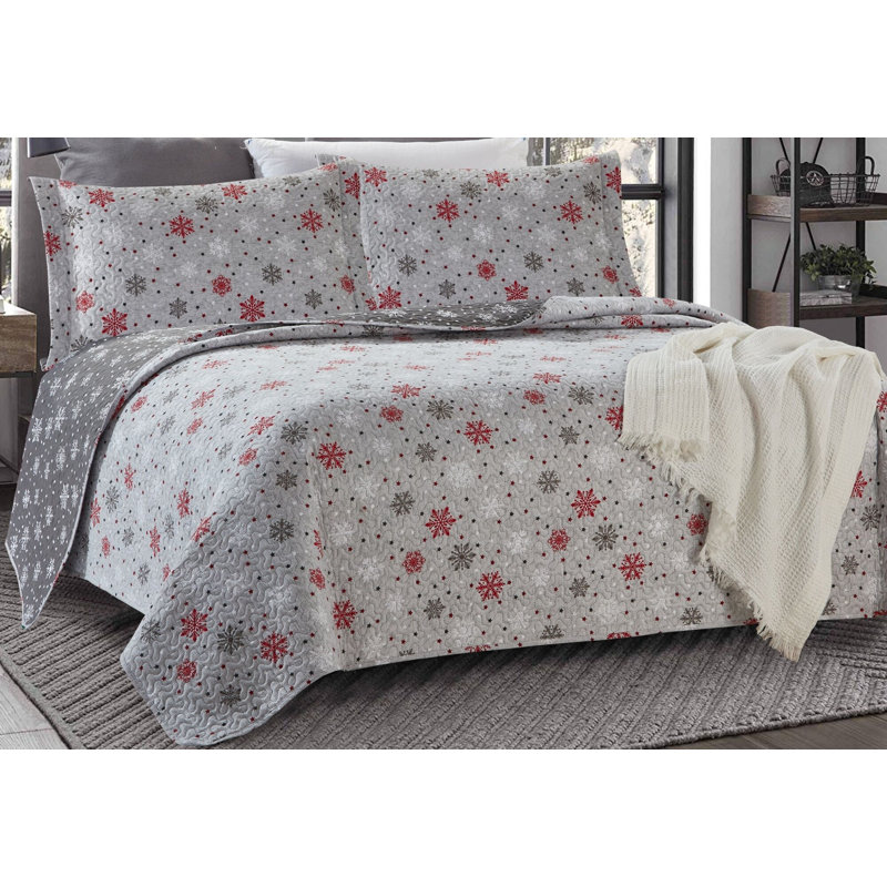 Ensemble de courtepointe réversible Skyler, Courtepointe pour lit simple + 1 taie décorative 