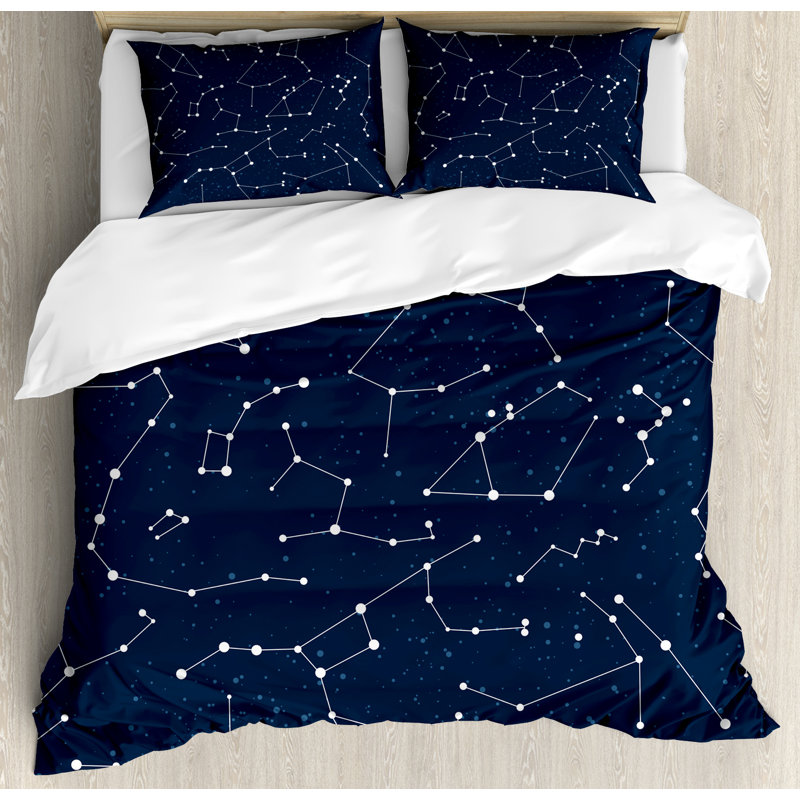 Constellation Modern & Contemporary Polyester Abstract Duvet Cover, Queen