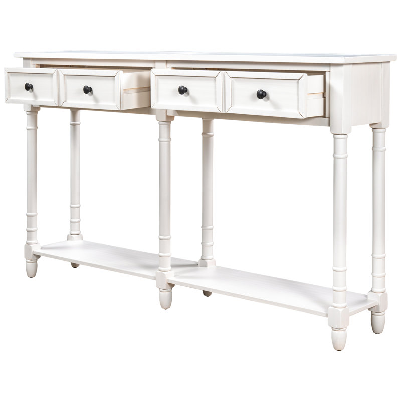 Mccaw Console Table Sofa Table Easy Assembly with Two Storage Drawers and Bottom Shelf for Living Room, Entryway, White