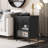 Usmon Modern Nightstand with Glass Door,Metal Side Table,Bedside Table With Flip-Top Storage-1869533239