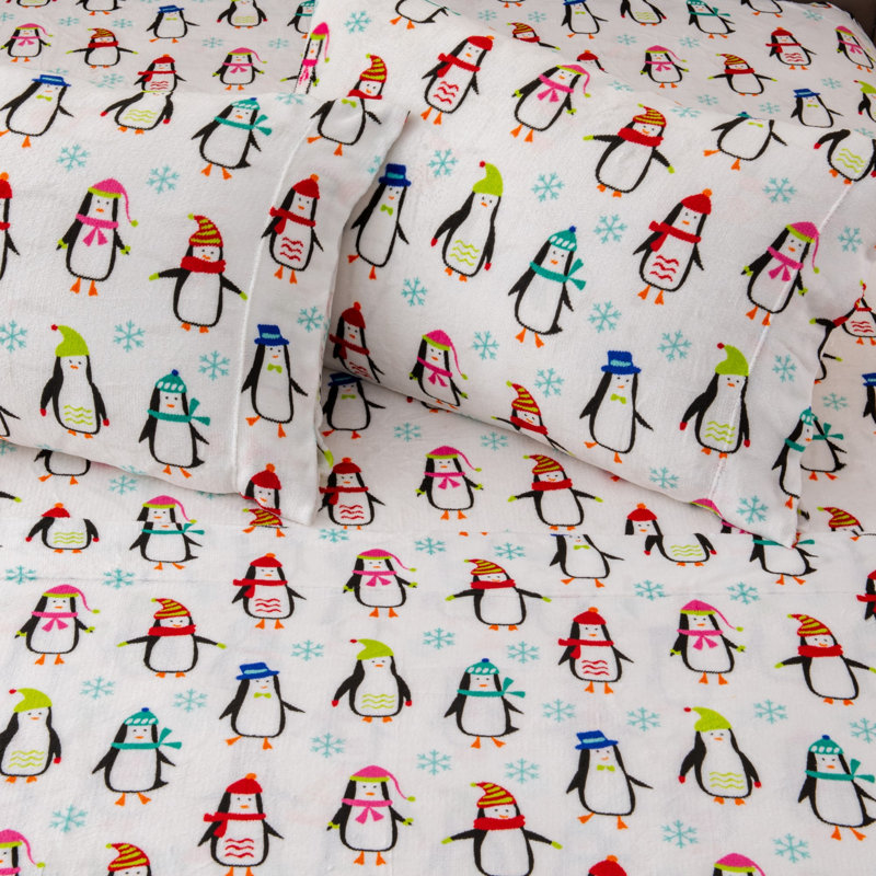 Ensembles de draps en velours ultra doux, Reine, Pingouins