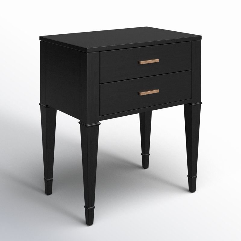 Kai Black 2 Drawer Nightstand, Black