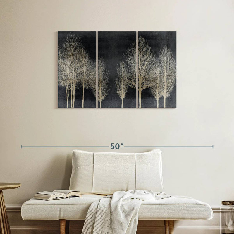 Harnek Trees On Dark Gray, 24" H x 38" W