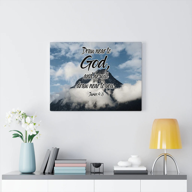 «Draw Near to God James 4: 8 Christian Wall Art Bible», reproduction de verset prêt à être accroché