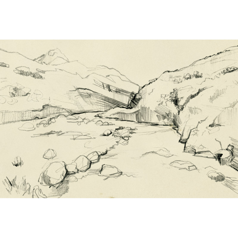 Croquis du ruisseau Winding II, H 32 po x l 48 po x P 1,25 po