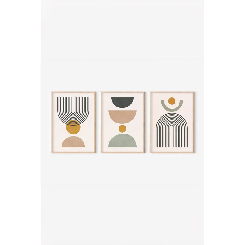 Ensemble de 3 peintures élégantes encadrées décoratives, 12,9 po x 18,9 po | Cadre 100% bois massif (épaisseur: 0,8 pouce), œuvre d'art 100% MDF | Impression numérique éclatante, parfaite pour la décoration de salon et de bureau