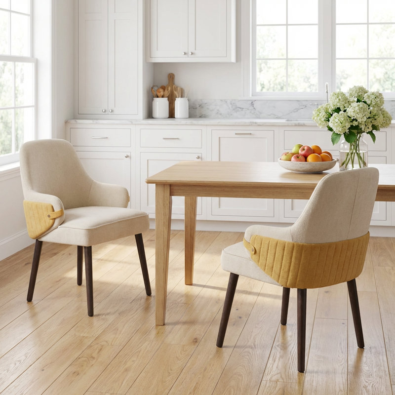 Ensemble de 2 fauteuils modernes en tissu à deux tons de conception ergonomique avec structure robuste pouvant supporter jusqu'à 300 livres