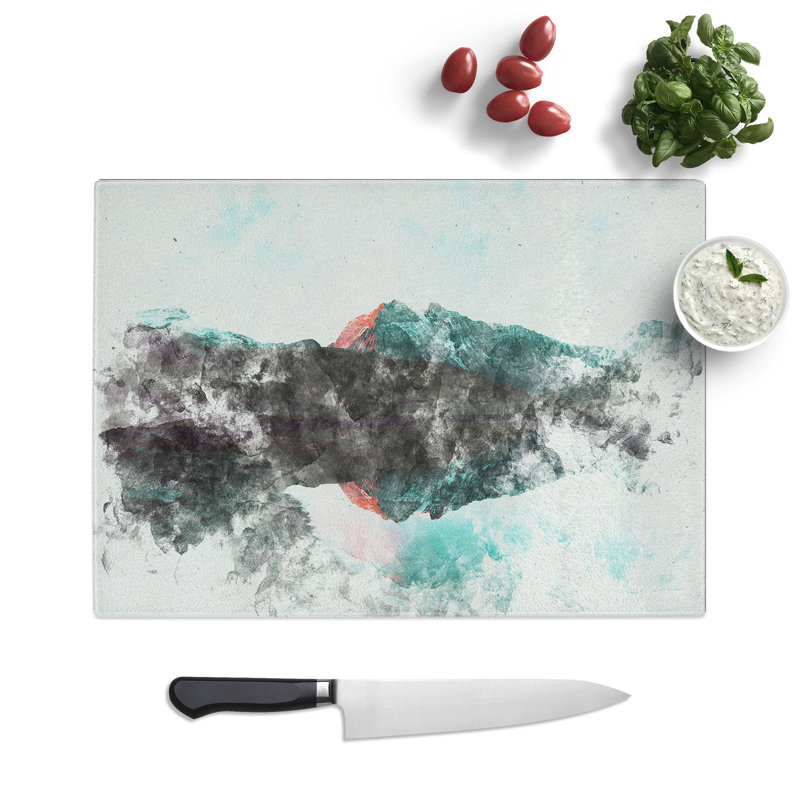 Tempered Glass Mountain Reflection in France Chopping Board, 20 cm x 28.5 cm
