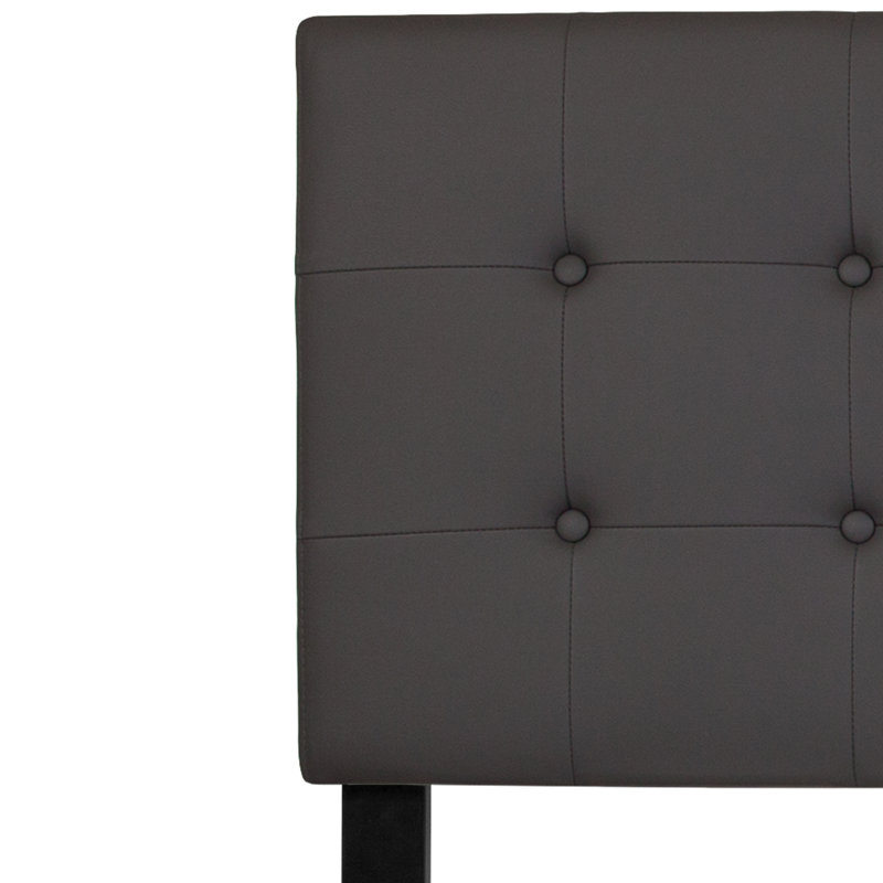 Gray King Upholstered Tufted Headboard with Adjustable Metal Rails