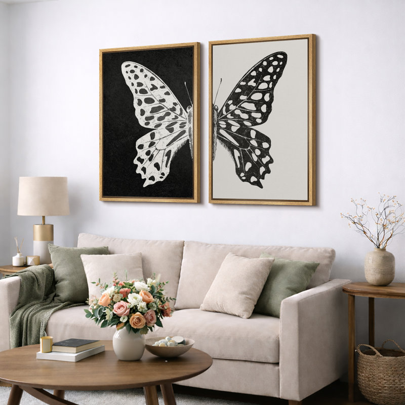 Art mural noir et blanc, images murales neutres modernes, impression sur toile encadrée 2 pièces, 16 x 24 x 2, 24 x 36 x 2