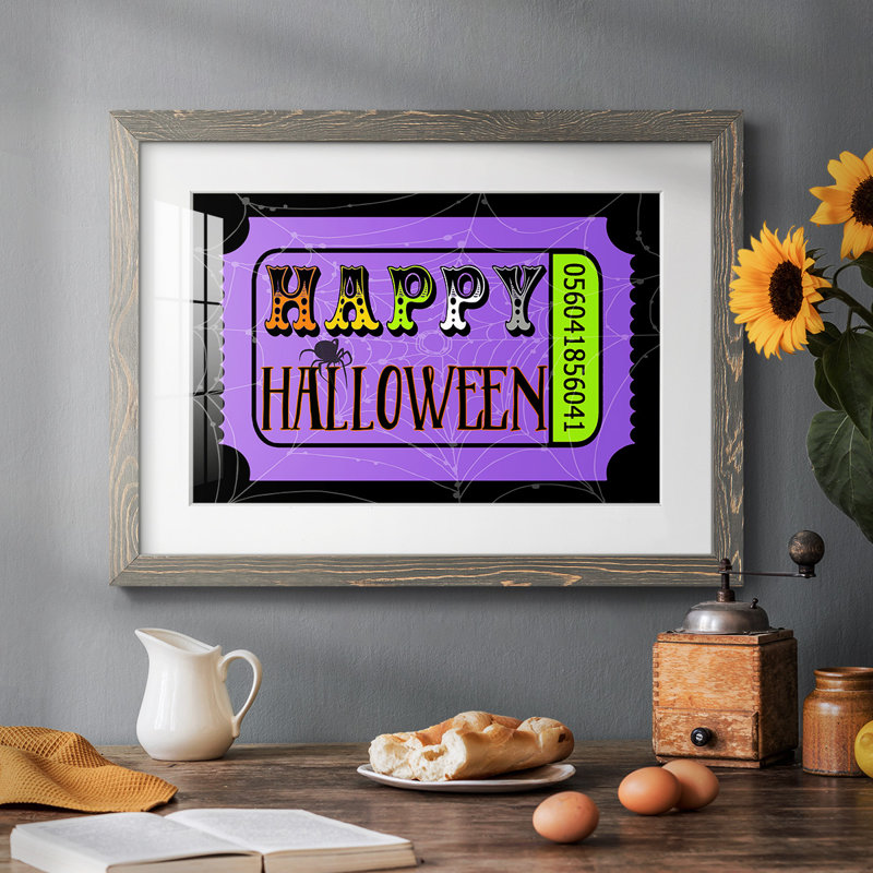 Happy Halloween Billet encadré sur papier, Gris, H 28 po x l 42 po x P 1,5 po