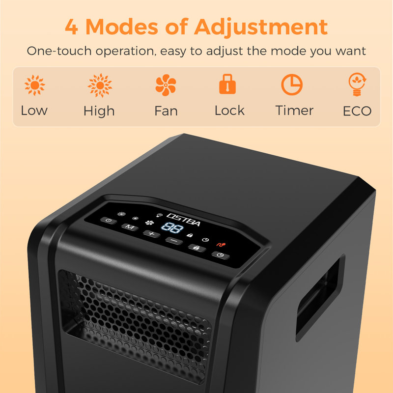 1500W 6-Element Infrared Space Heater with Remote, Digital Thermostat & 12H Timer
