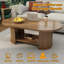 Table basse 47 "ovale cannelée - 2 niveaux, base double, Mid-Century / Boho - noyer