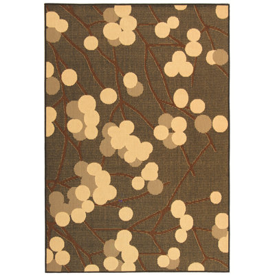 Tapis décoratif naturel / brun d’intérieur / d’extérieur à motif floral Herefordshire
