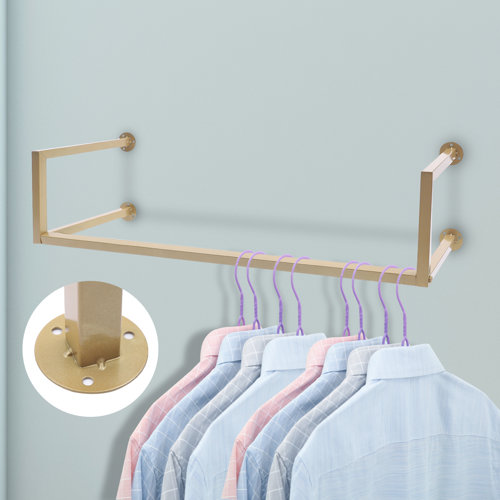 Everly Quinn Trifon 39.3'' Metal Wall Mounted Clothes Rack & Reviews ...