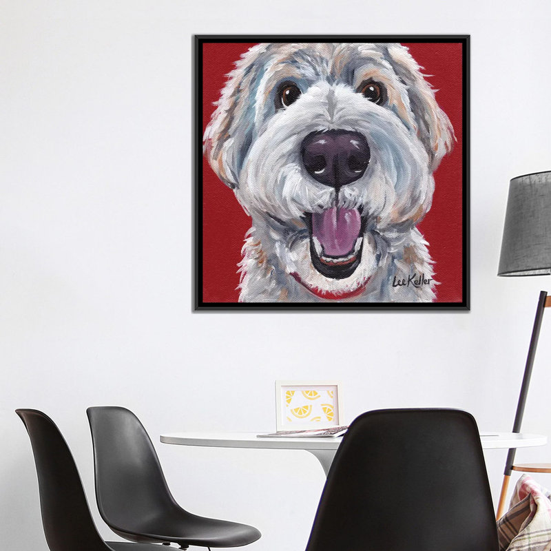 «Golden Doodle» par Hippie Hound Studios, impression sur toile tendue, H 37 po x l 37 po x P 1,5 po, Toile avec cadre noir