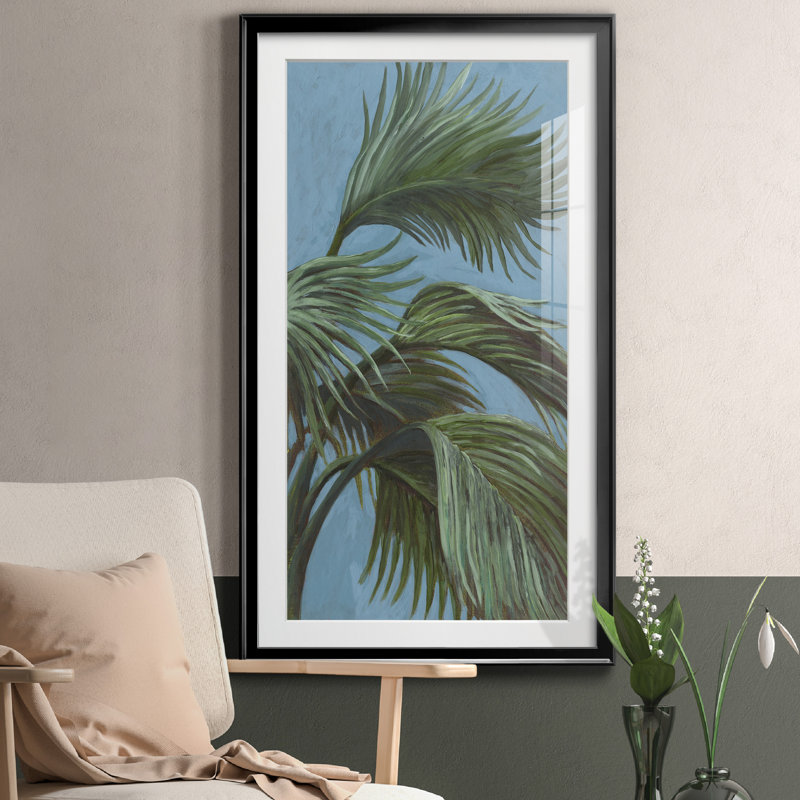 Lush Palms II - Reproduction d'art graphique sur papier encadré, H 10,5 po x l 18,5 po x P 1,5 po, Papier noir
