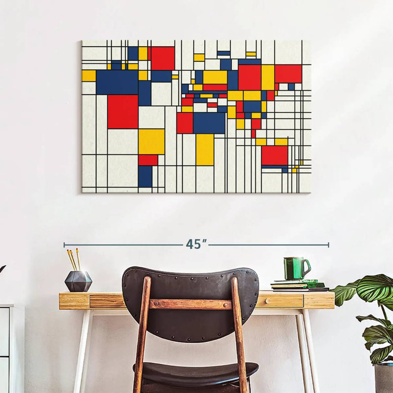 Avery Abstract Squares World Map, 26" H x 39" W