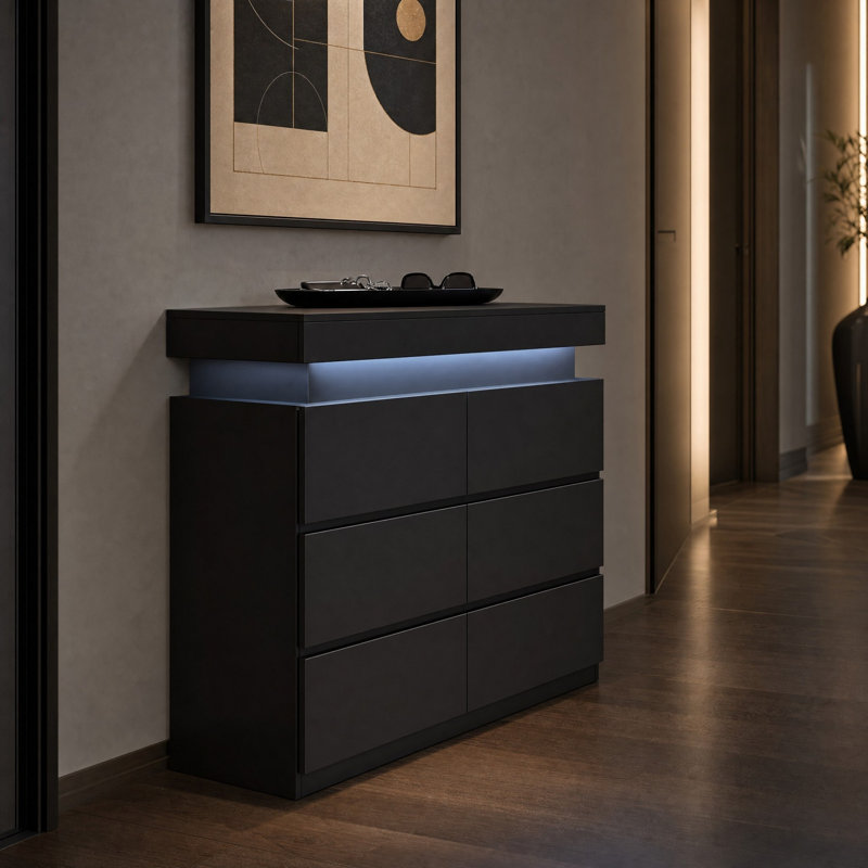 Armoire décorative à DEL H 35,4 po x l 39 po x P 13,7 po, Noir