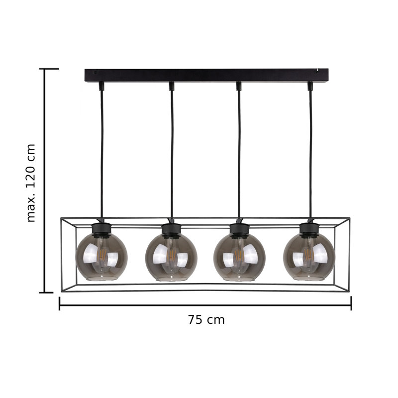 Aleissa 4 - Light Black Square/Rectangle Pendant