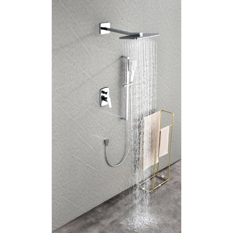 Système de douche intégré - Tête, douche à main, barre coulissante, accoudoir, tuyau, garniture de robinet avec finition pour salles de bain modernes