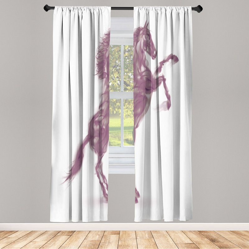 Microfiber Floral Semi-Sheer Rod Pocket Curtain Panels, 28" W x 95" L, Light Pink/White