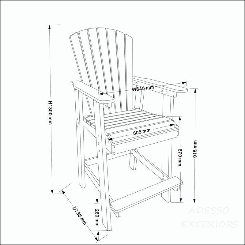 Ensemble de 2 tabourets de bar en PEHD Adirondack avec dossier haut et accoudoirs élargis - blanc et gris