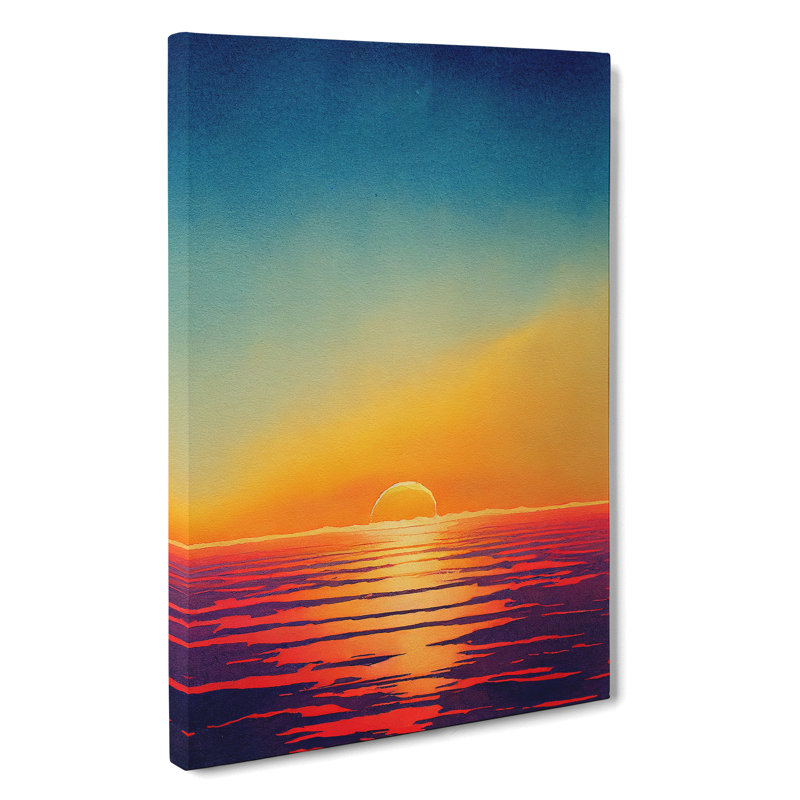 Watercolour Ocean Sunset No.6 - Wrapped Canvas, 76cm H x 50cm W x 3cm D