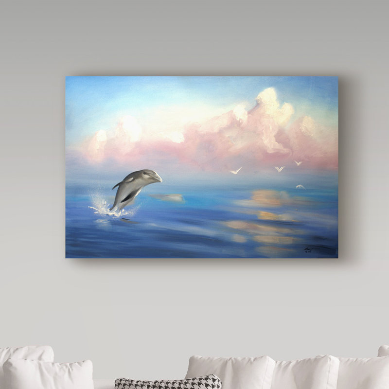 «Dolphin» par Ferhart, reproduction d'impression sur toile tendue, H 30 po x l 47 po