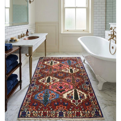 Tapis oriental rouge 4 x 5 One-of-a-Kind Tribal