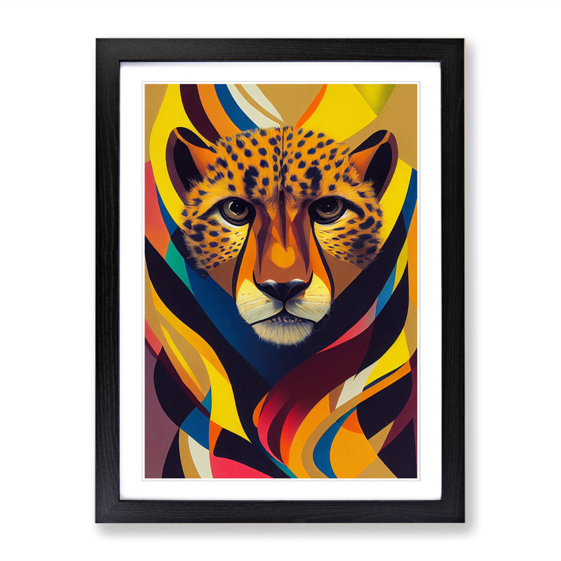 Colourful Cheetah - Single Picture Frame Print, Black Framed, 64cm H x 46cm W