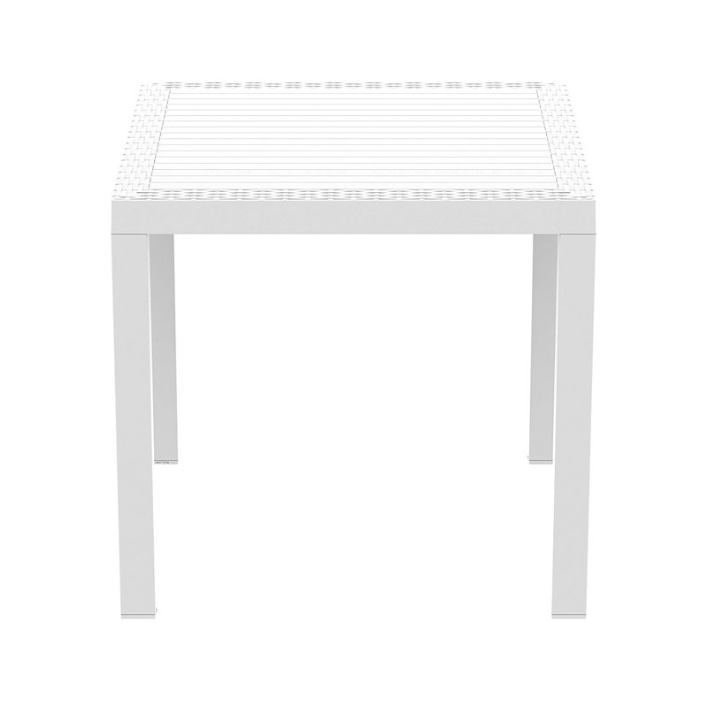 Table de salle à manger en résine à lattes pour l'extérieur, Blanc, L 35 po x l 35 po x H 18 po