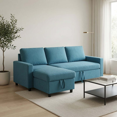 Modern L-Shaped Convertible Sofa Bed with Storage Chaise